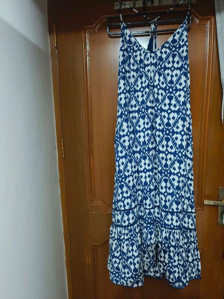 Blue &amp; White Boho Maxi Dress