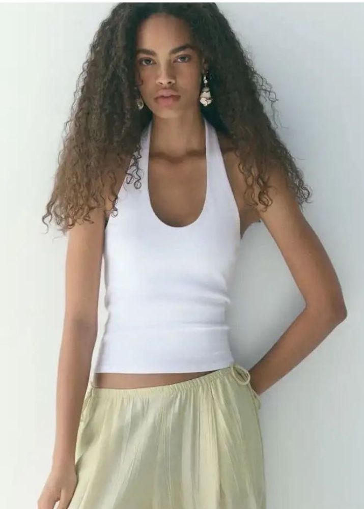 Classic White Halter Neck Tank Top