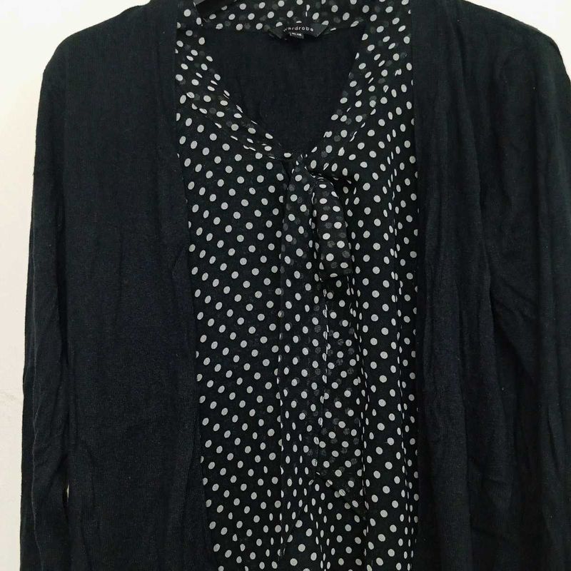 Chic Black Top &amp; Cardigan Set🎉