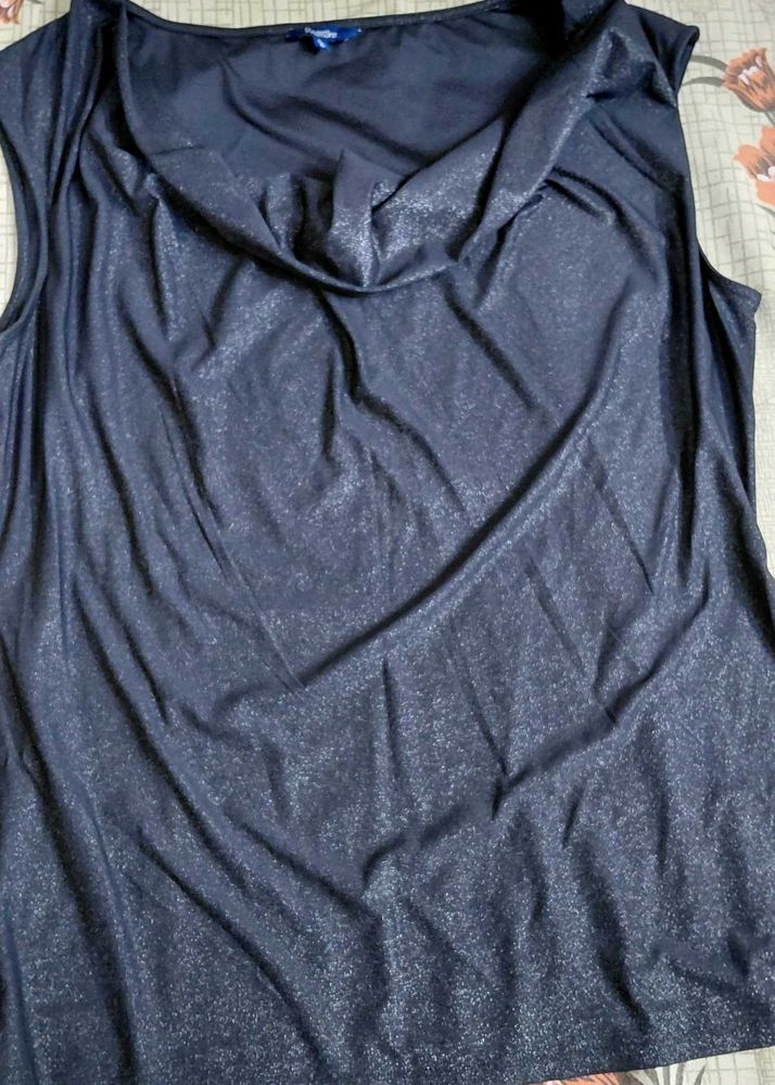 Sparkly Sleeveless Cowl Neck Top