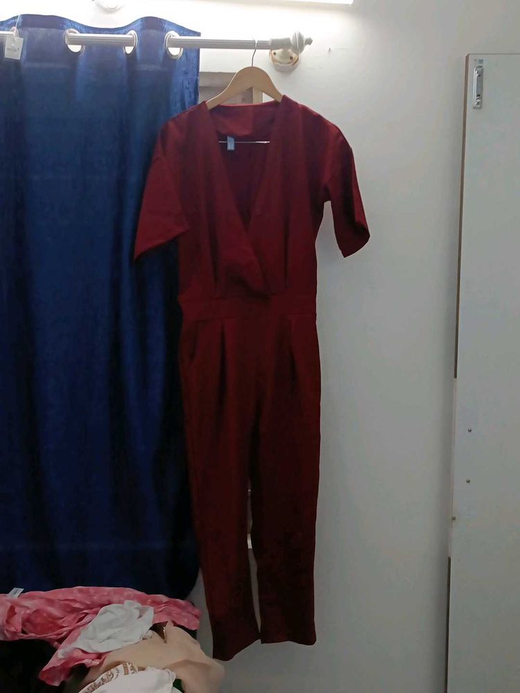 Stylish Maroon Jumpsuit