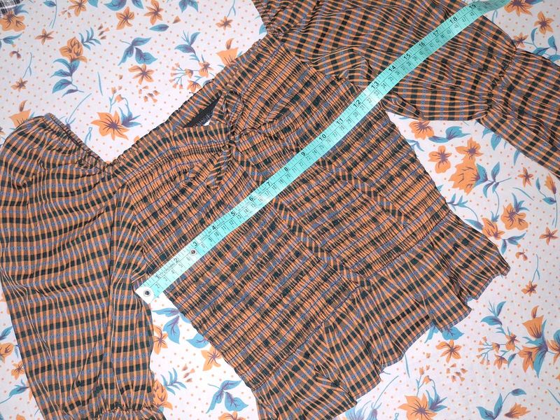 Trendy Smocked Plaid Crop Top