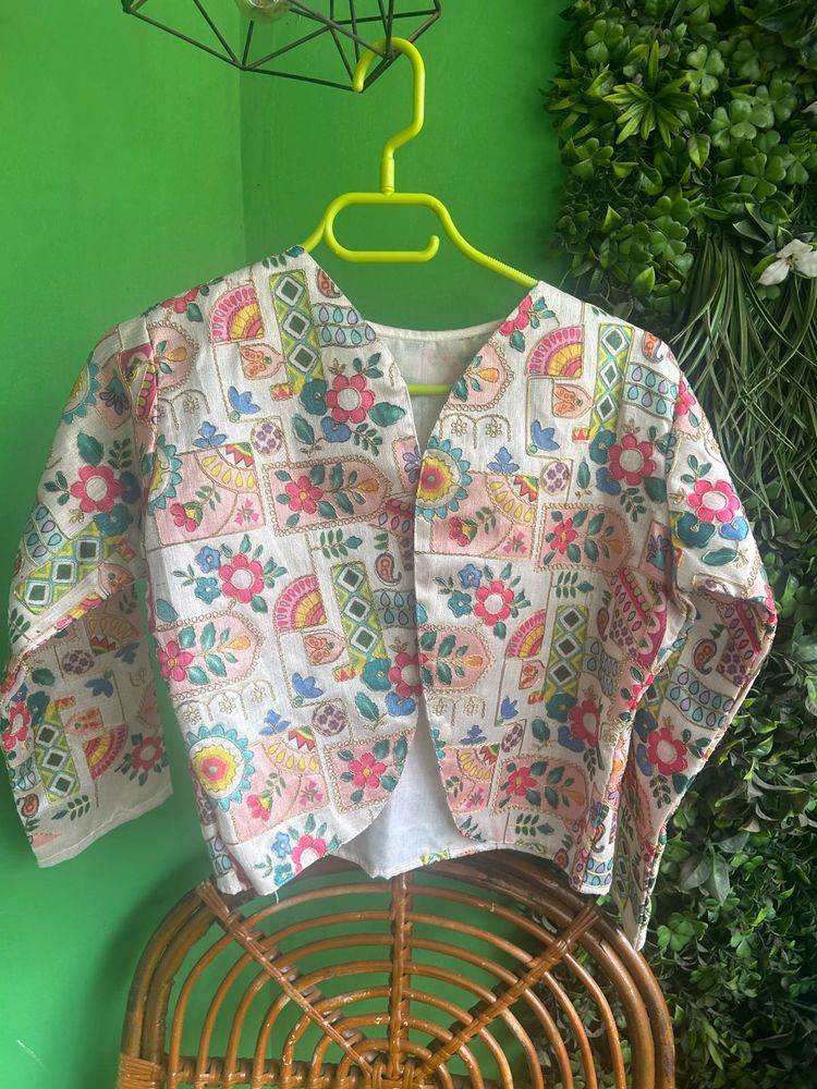 Vibrant Floral Print Ethnic Jacket