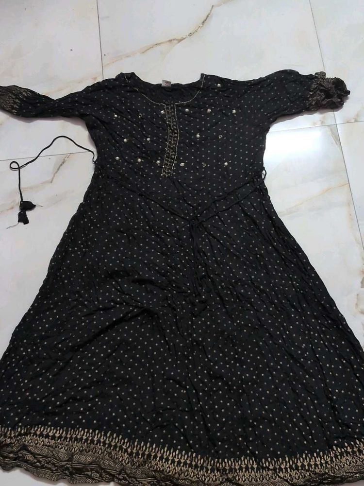 Elegant Black Printed Kurta