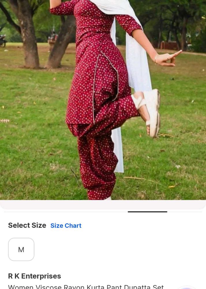 Maroon Printed Kurta Pant Dupatta Set
