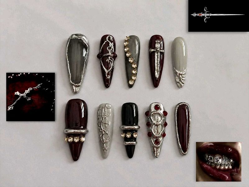 Gothic y2k handmade nail set