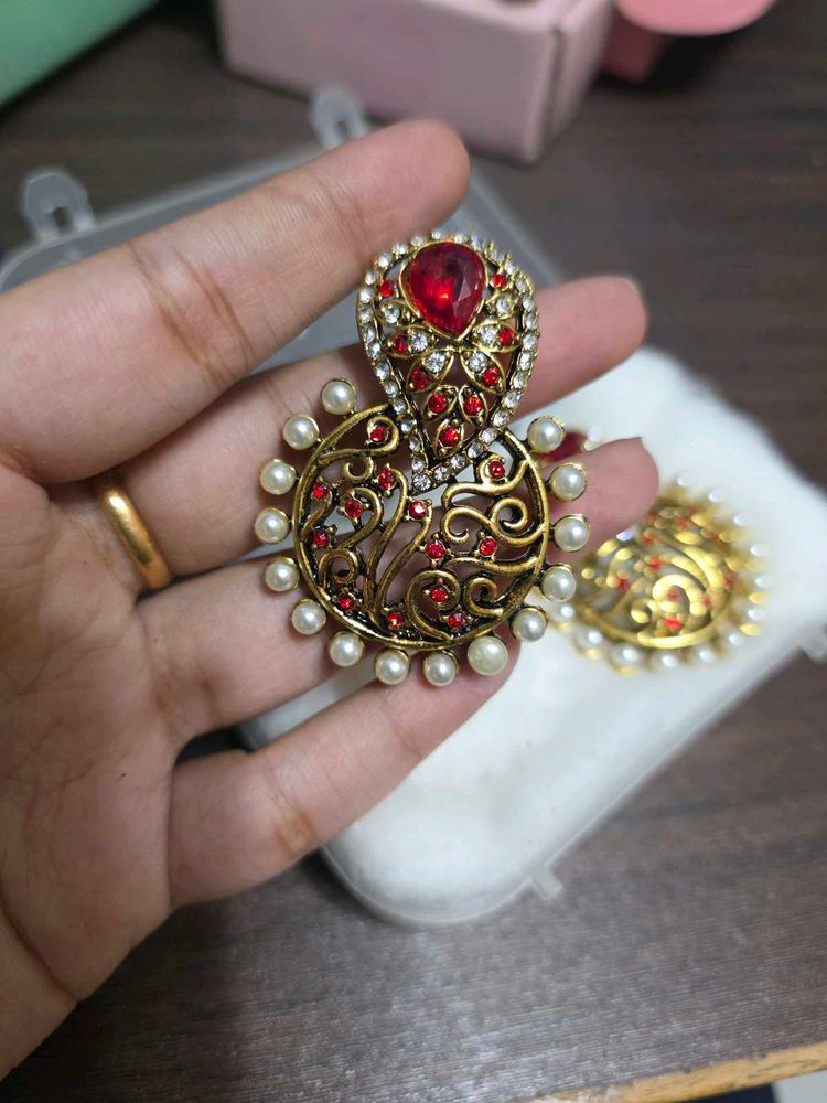Red &amp; Gold Earrings