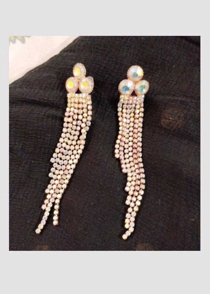 Sparkling Rhinestone Tassel Earrings