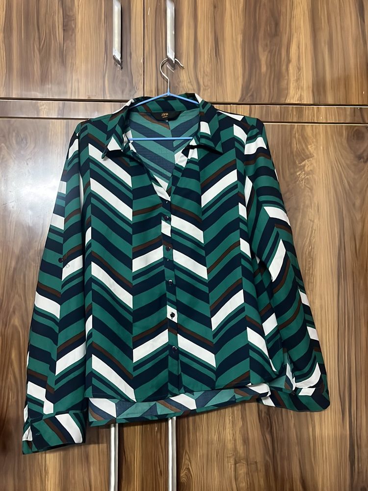 Dark Green Strips Top
