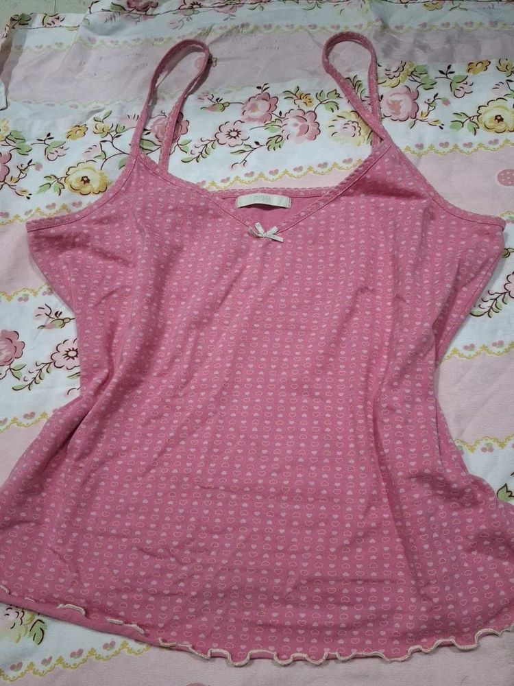 2000s Cute Pink Heart Print Camisole🌸