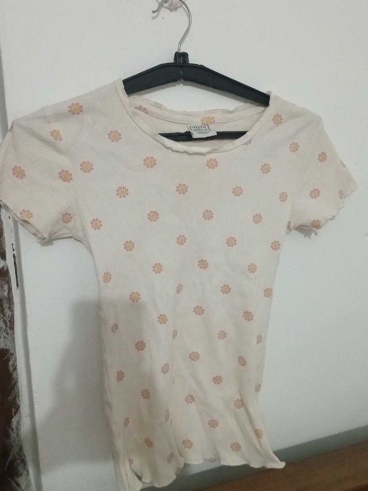 Cream Floral Print T-Shirt