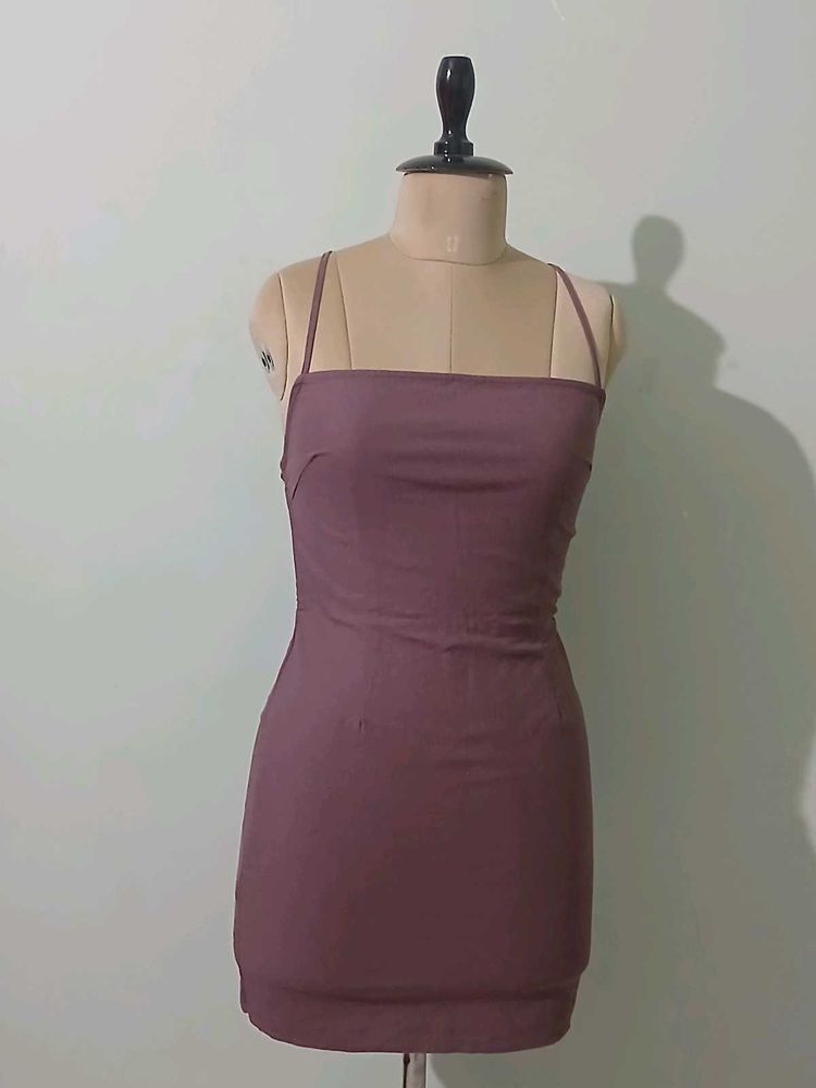 Mauve Backless Mini Dress with Criss-Cross Straps