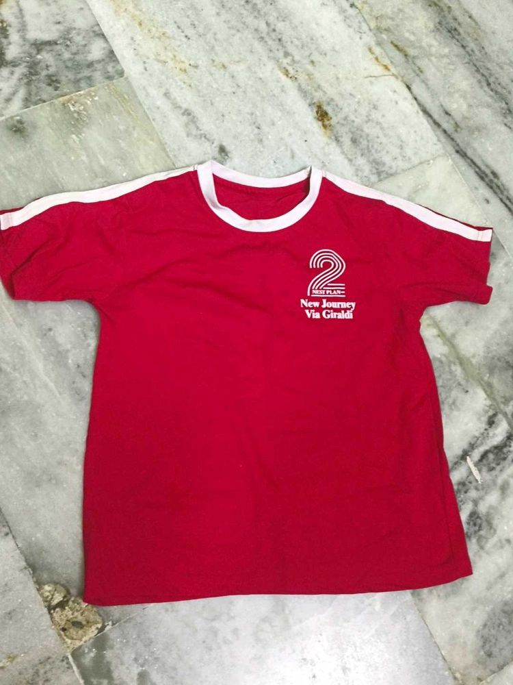Red "New Journey" Graphic T-Shirt