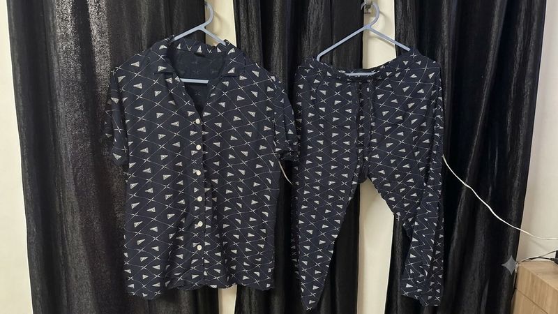 Chic Navy Geometric Print Coord Set