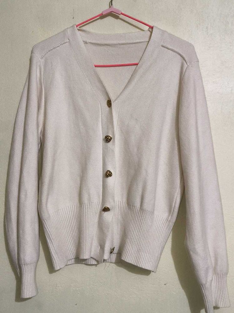 Cream Button-Up Cardigan