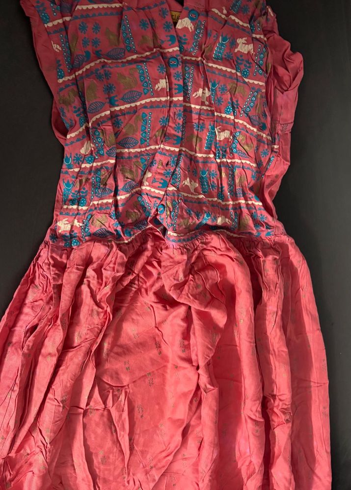 Pink Printed Midi Dress