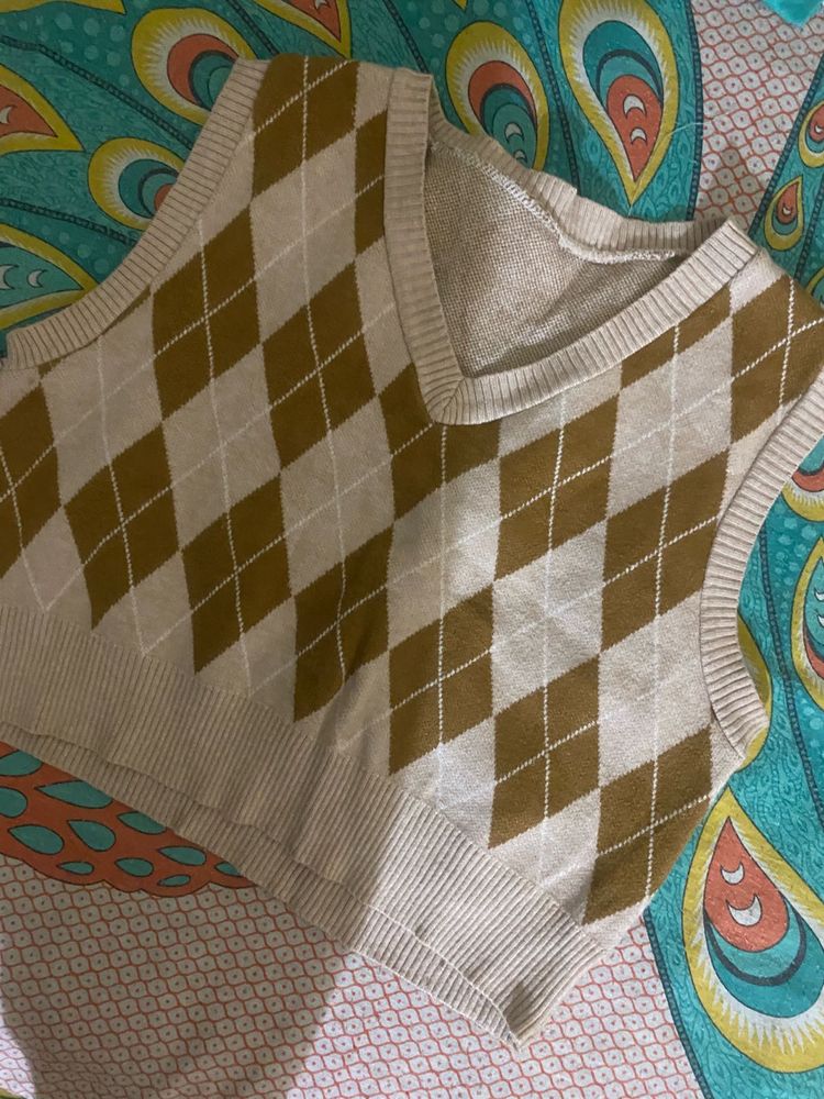 Argyle Knit Sweater Vest