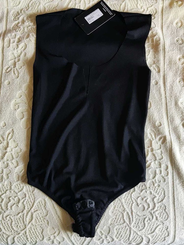 Black Ribbed Bodysuit
