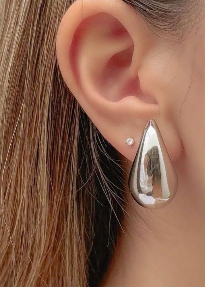 Silver Teardrop Statement Earrings