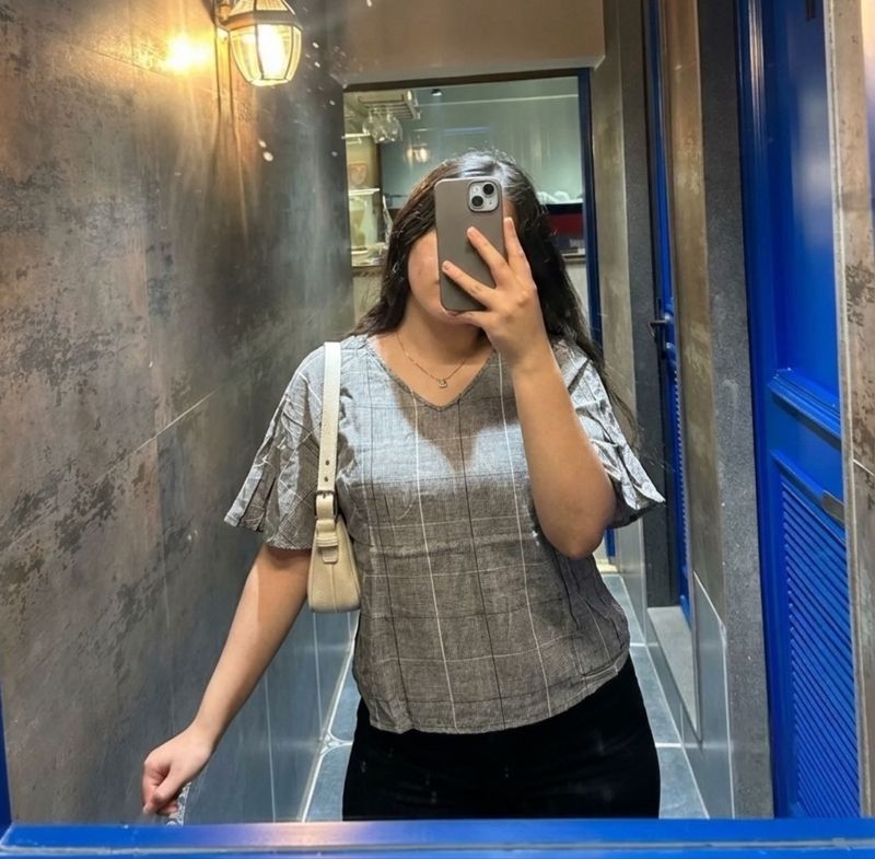 Stylish Grey Checkered Top
