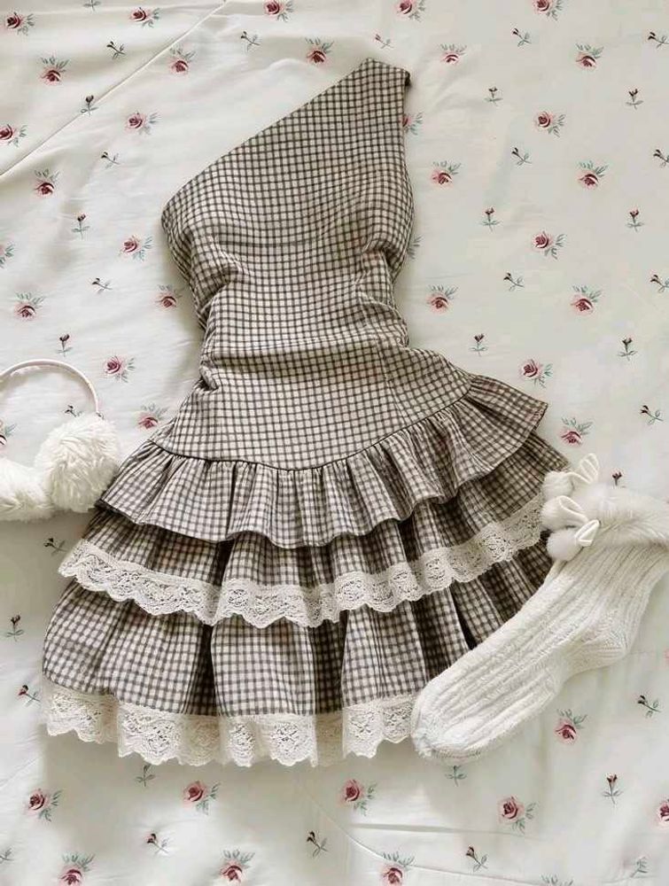 y2k Chic Gingham Ruffle Dress