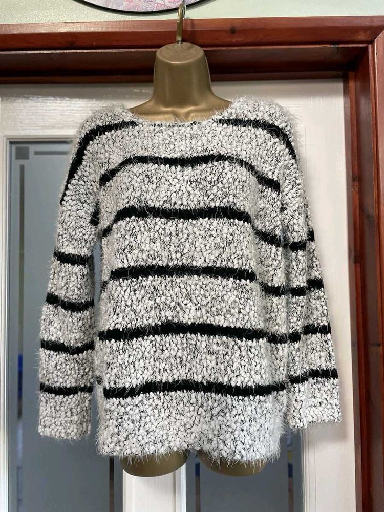 Striped Fuzzy Knit Top