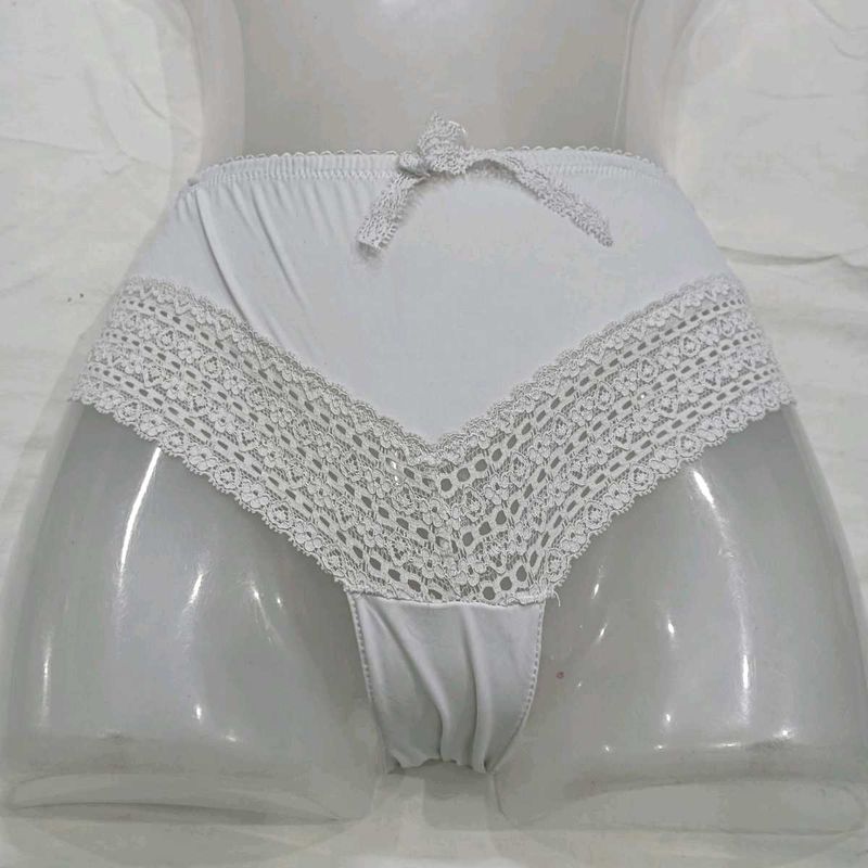 ❤️‍🔥 White Lace Trim Briefs