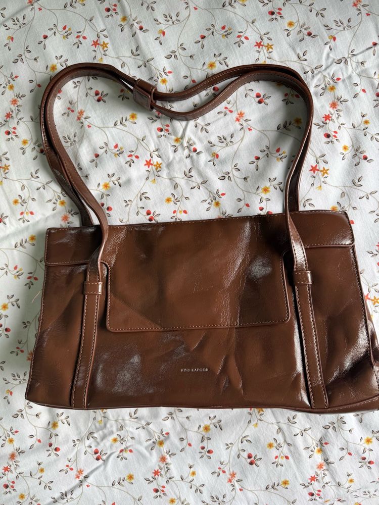 Stylish Brown Faux Leather Shoulder Bag