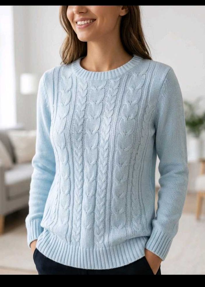 Light Blue Cable Knitted Top