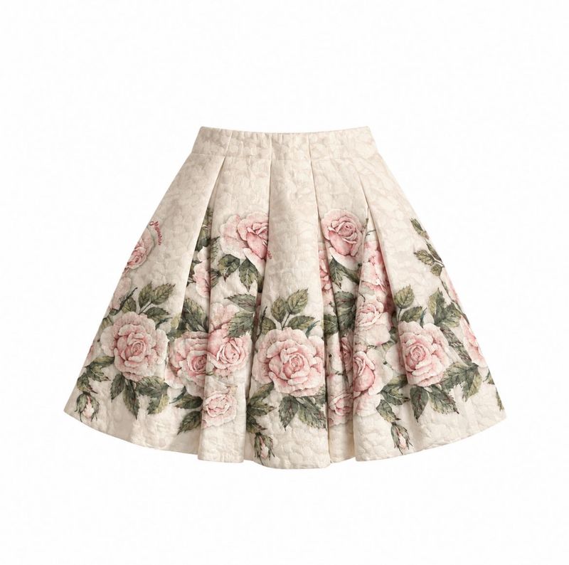 Vintage Luxe Pleated Floral Skirt