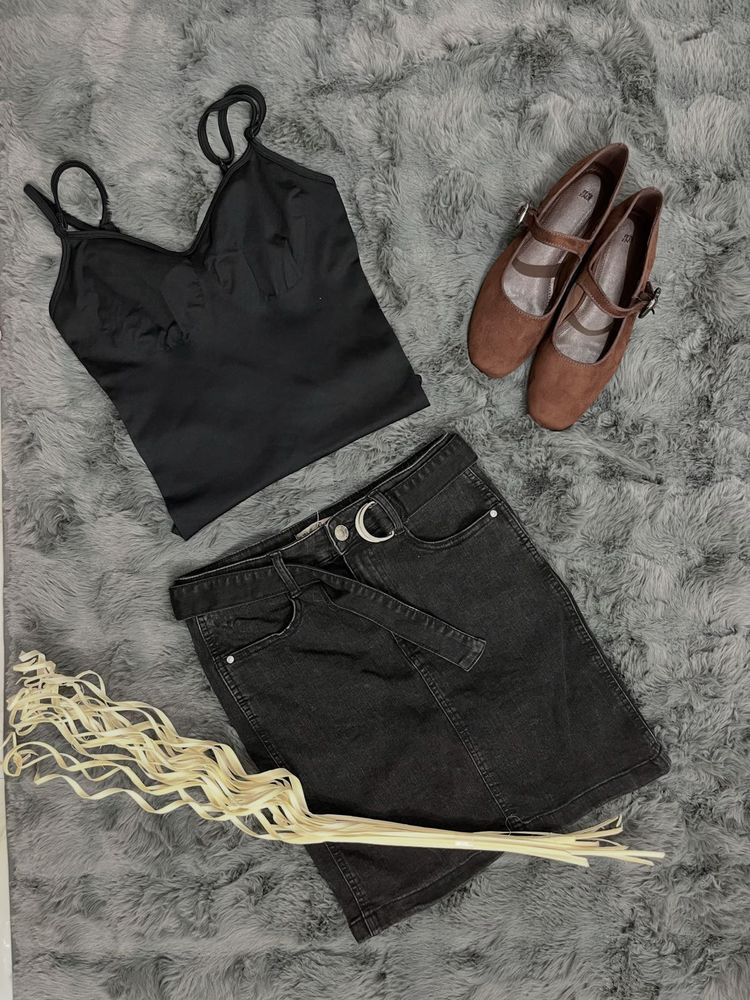 Black Denim Skirt