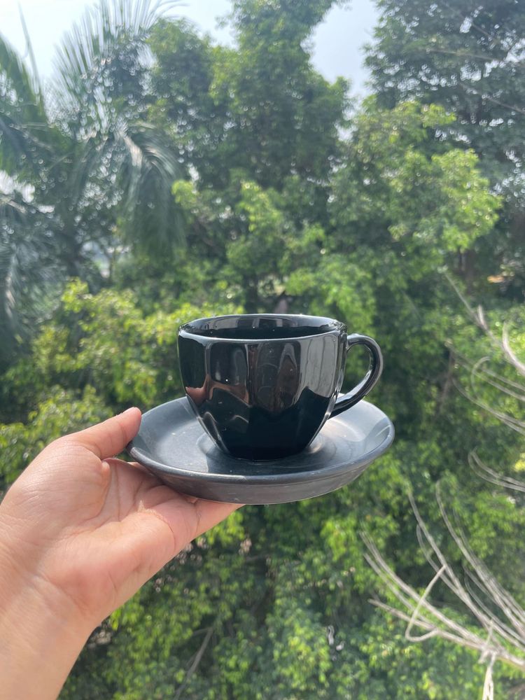 Black Ceramic Cup &amp; Saucer