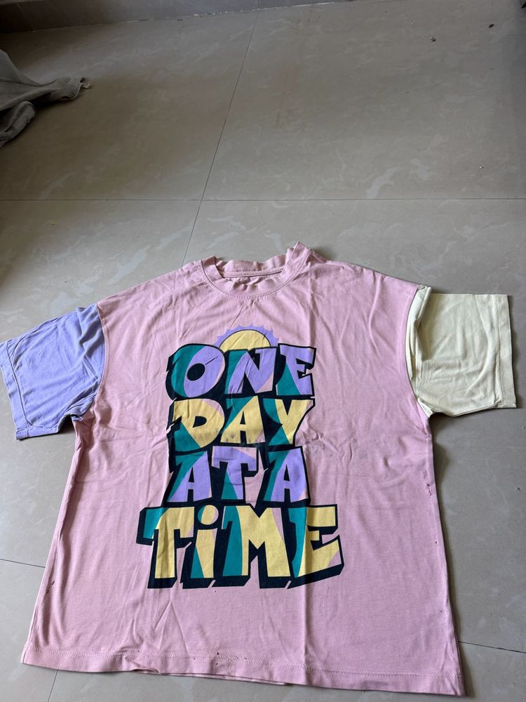 Graphic Print Colorblock T-Shirt