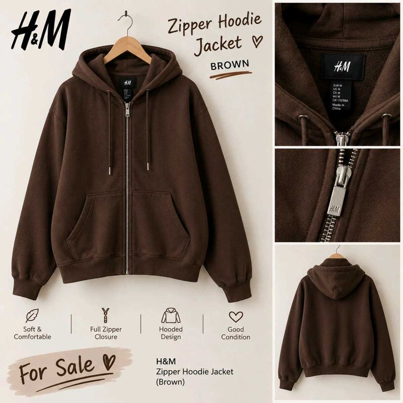 H&amp;M Brown Zipper Hoodie Jacket