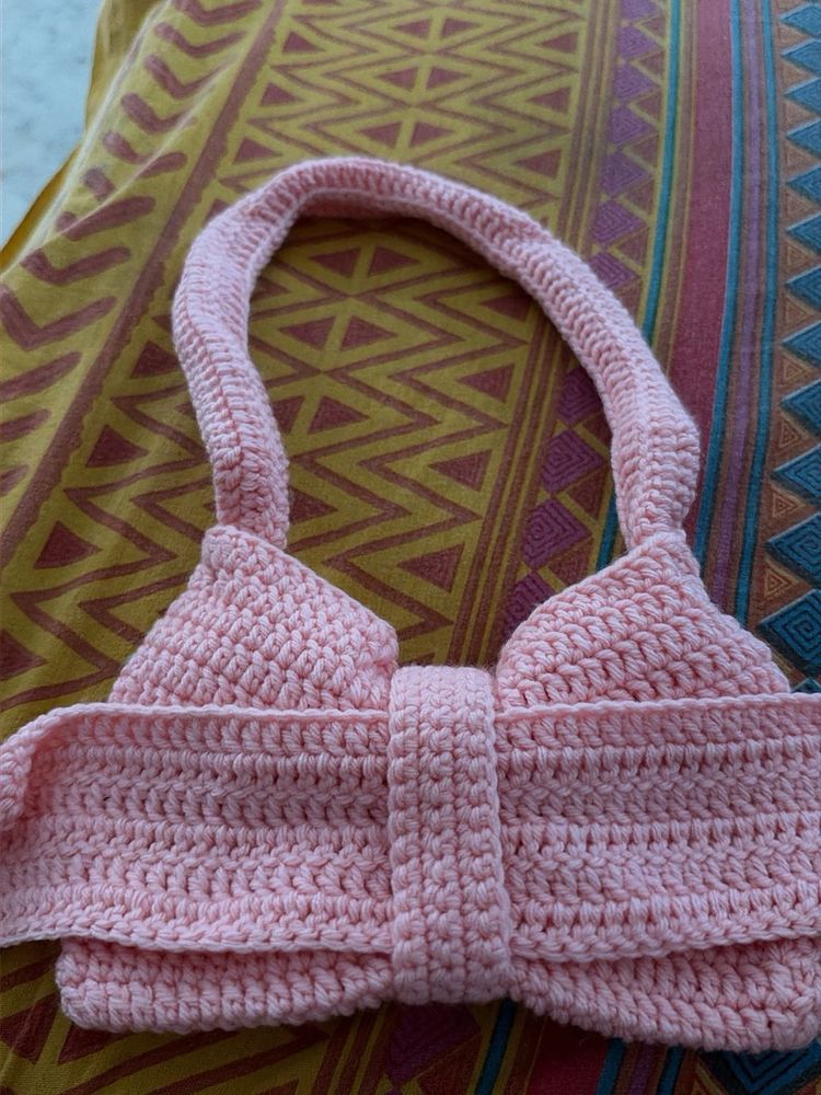 Handmade Pink Crochet Clutch Bag