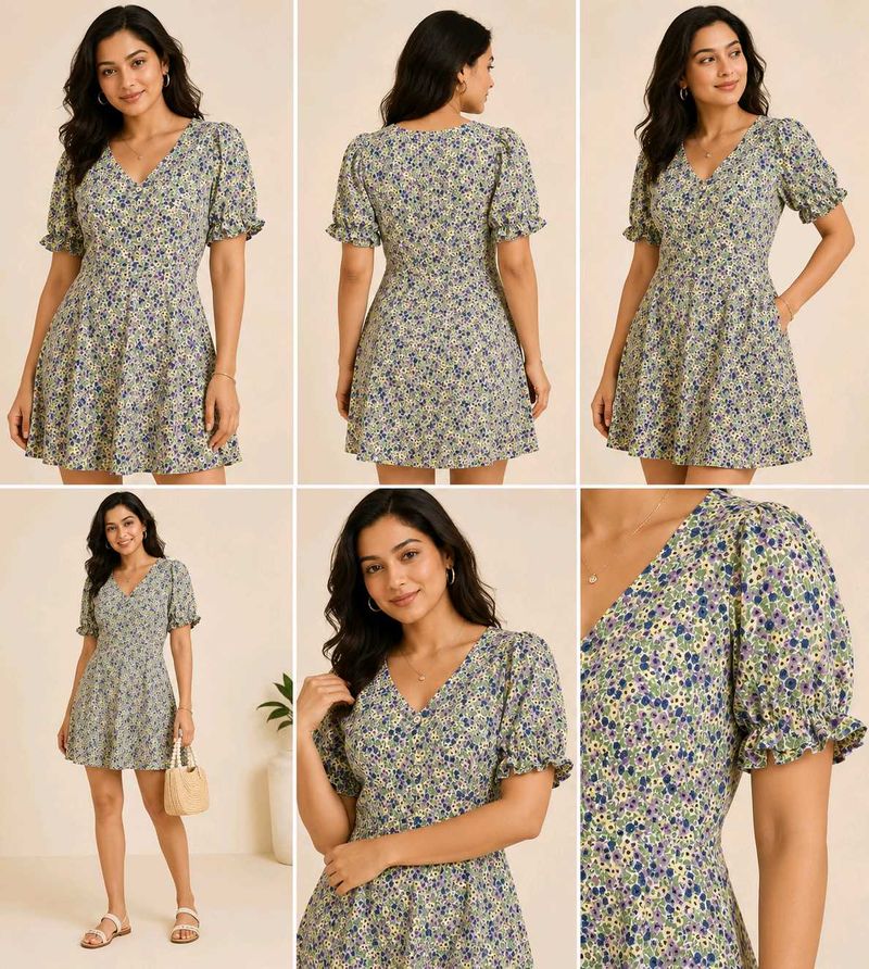 Floral Puff Sleeve Mini Dress