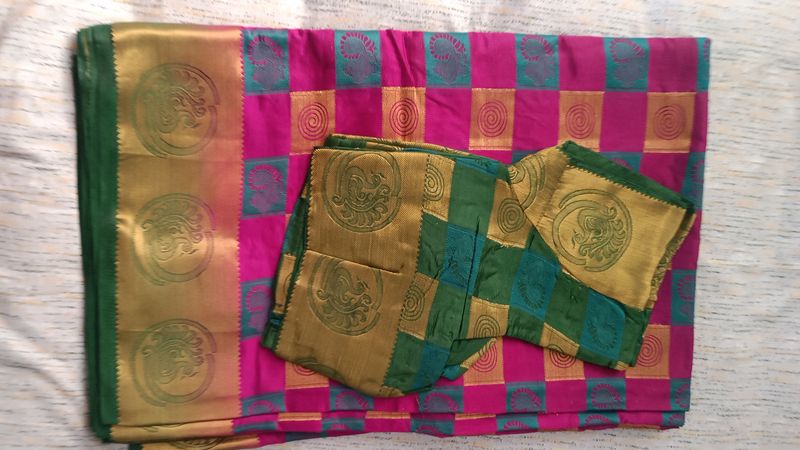 Purple And Green Saree