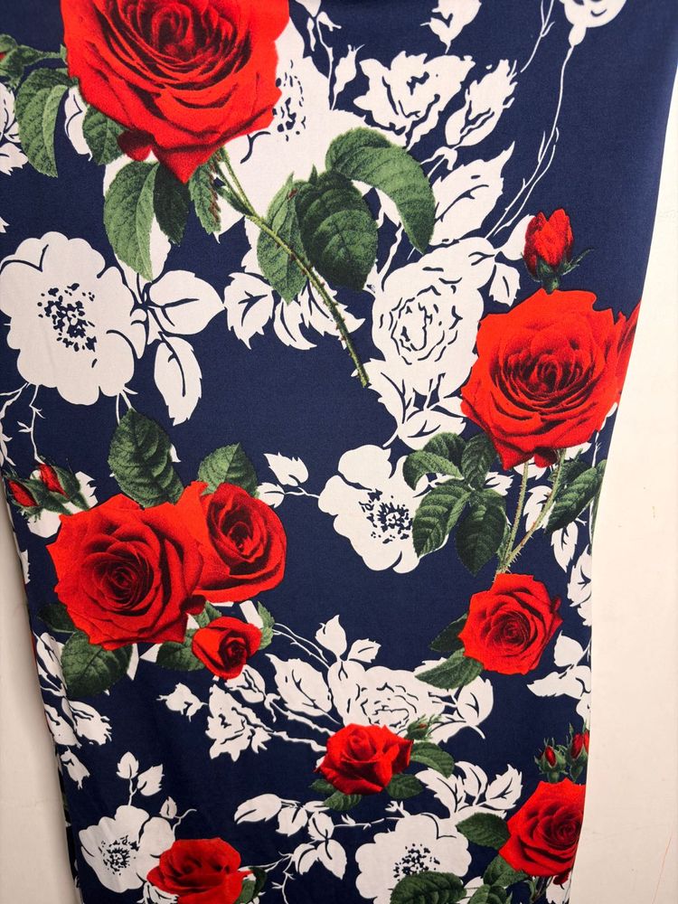 Navy Blue Saree with Red Roses