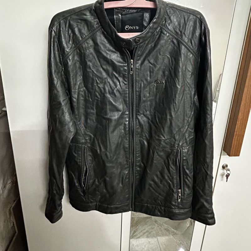 Onyx Black Faux Leather Jacket xl size