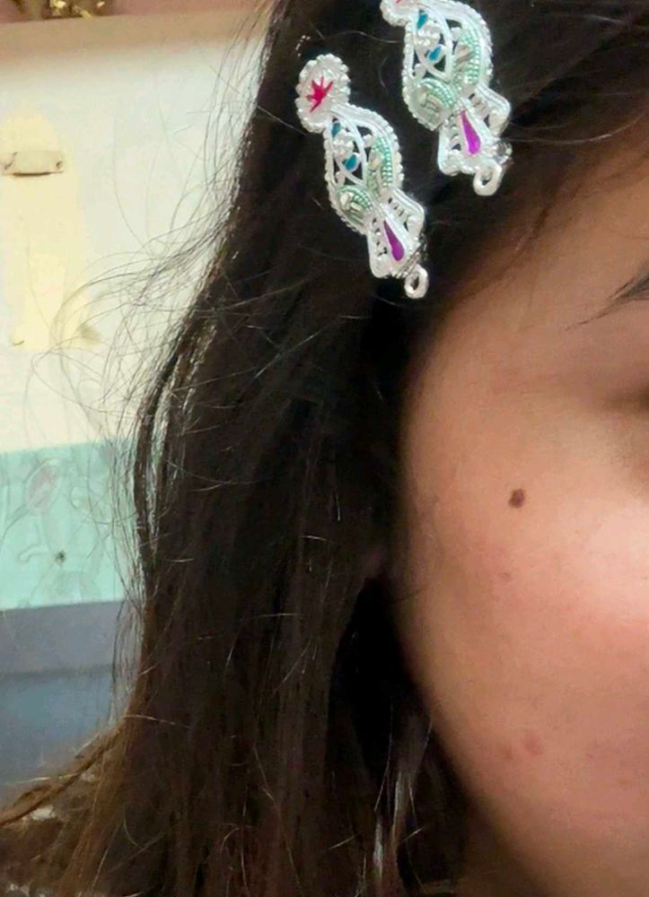 Cute Bird Hair Clips pure silver