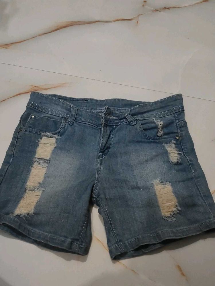 Distressed Denim Shorts