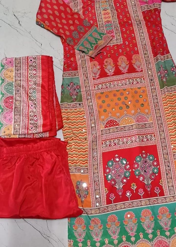 Multicolour Kurta Set with Dupatta