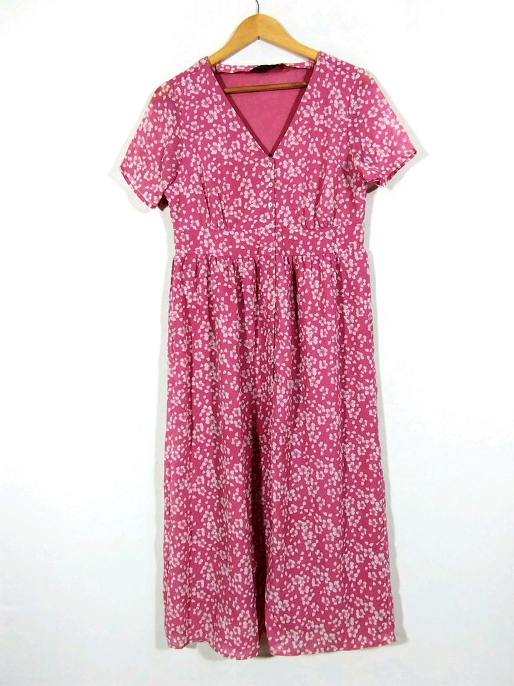 Mast &amp; Harbour Pink Floral Printed Dress (Women)