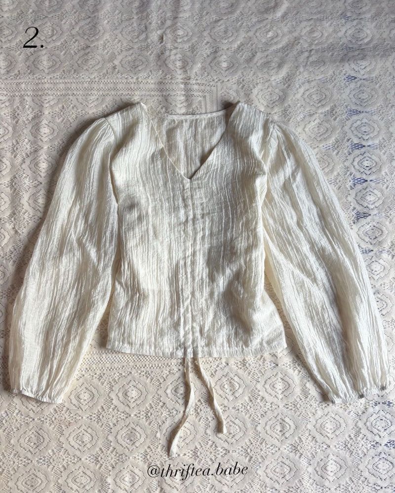 Cream Balloon Sleeve Top