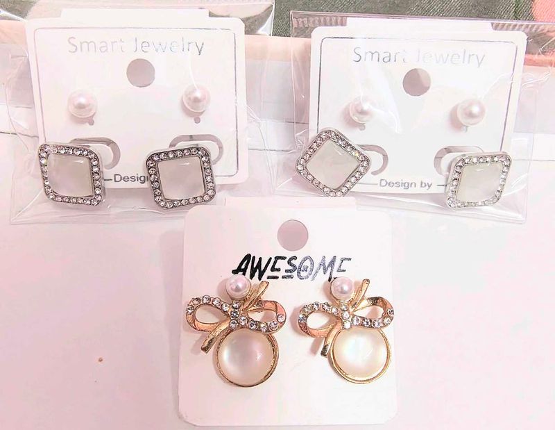 Set of 3 Stylish Earrings