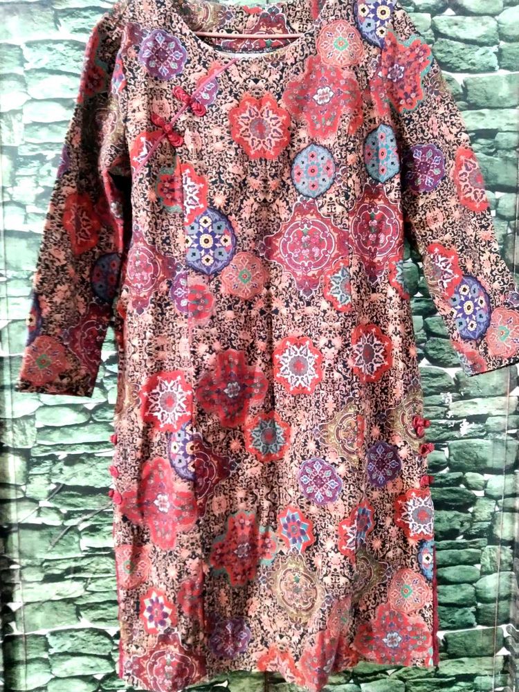 Boho Print Midi Dress(Stretchable)