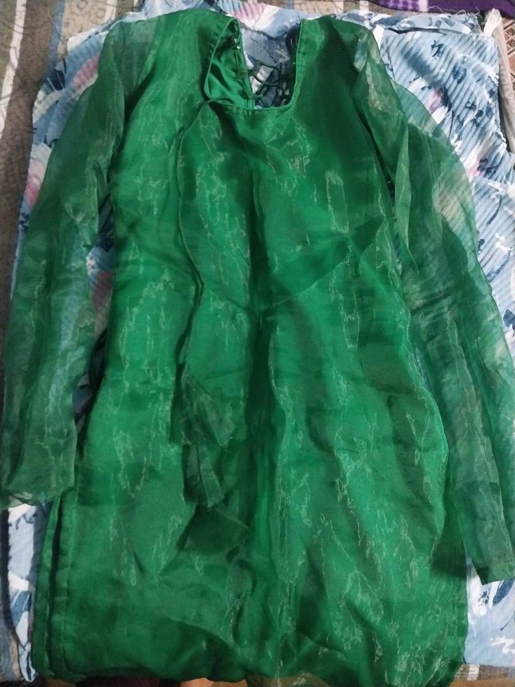 Organza Green Kurti