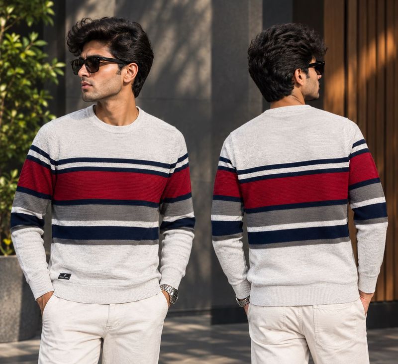Men's Striped Long-Sleeve Sweater