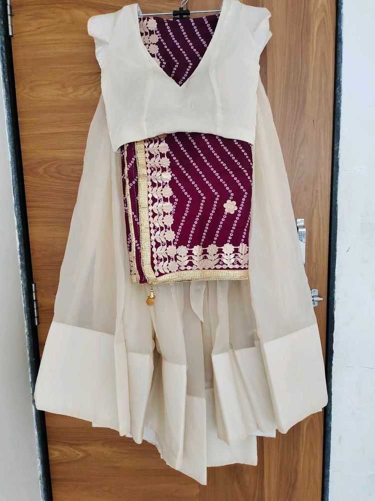 Elegant Cream &amp; Black Lehenga Set