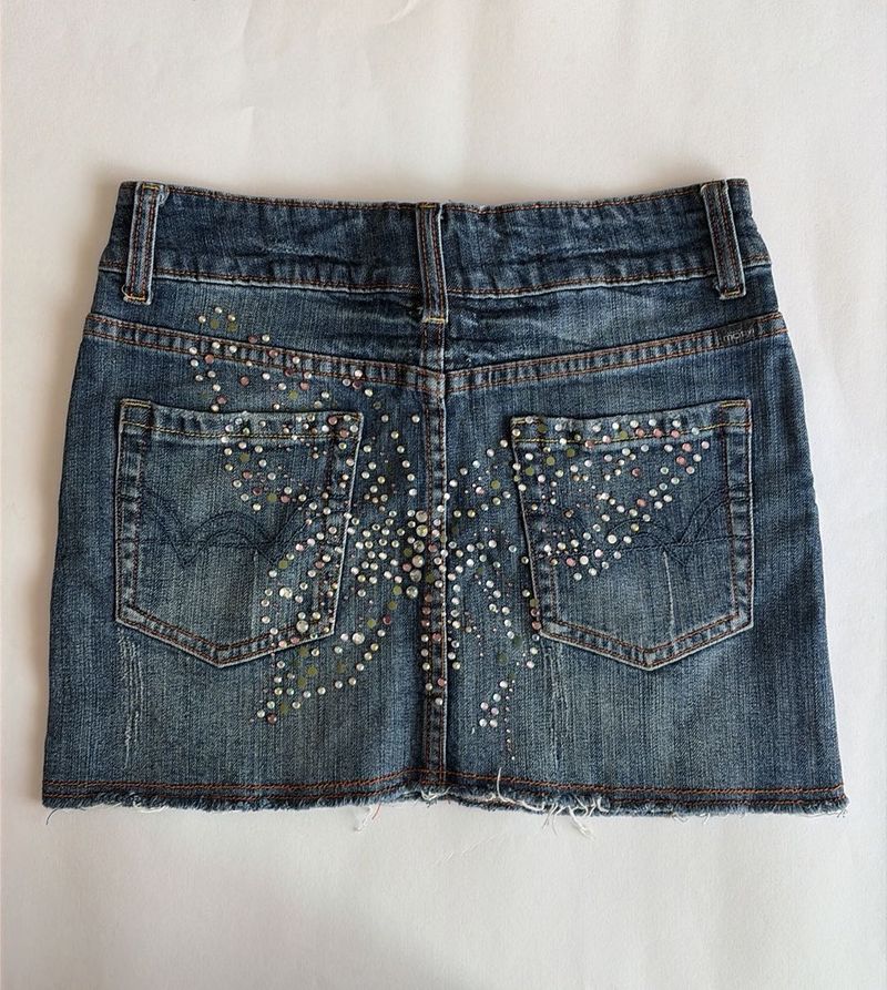 y2k embellished Stylish Blue Denim Mini Skirt